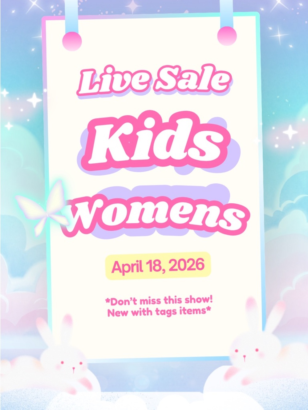 Live Sale Kids Womens Poster Print - Pastel Pink & Blue